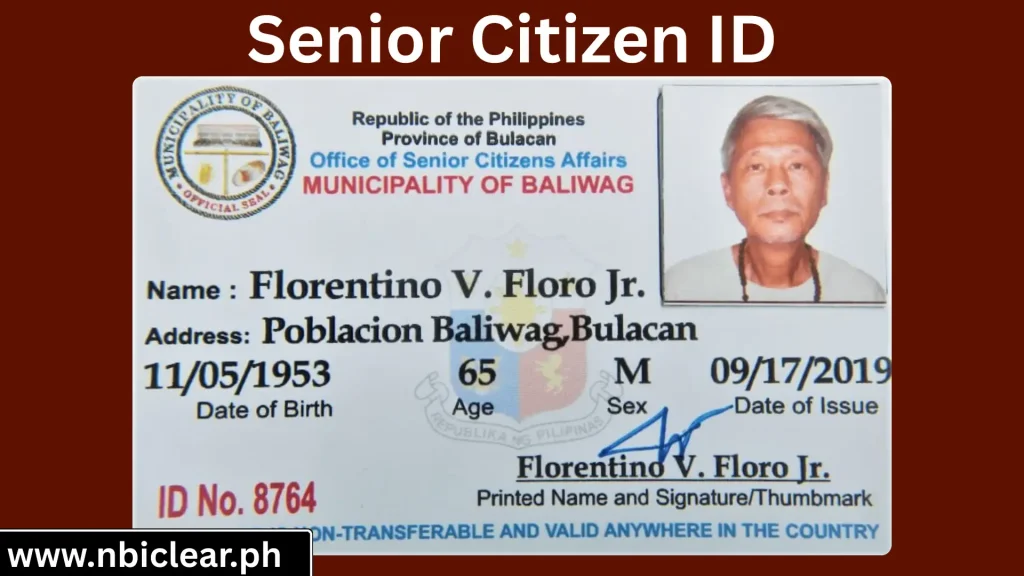 Senior Citizen ID for apply nbi online
