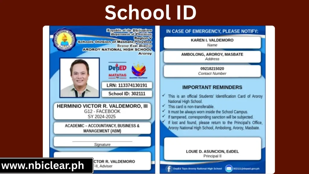 School ID for Nbi clearance online