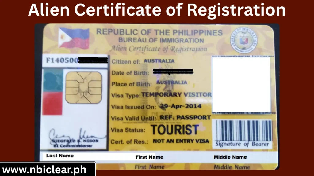 Alien Certificate of Registration for nbi online