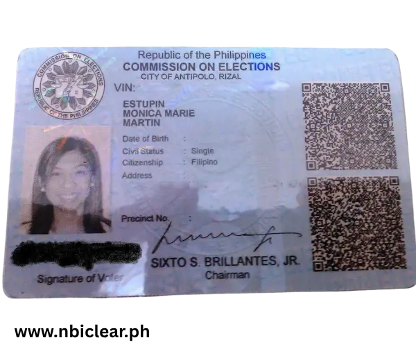 Voter’s ID or Certification for NBI Renewal